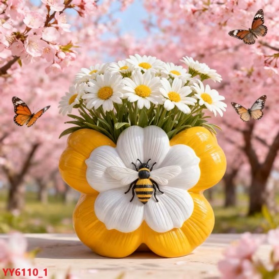 YY6110 Minimalist Arılı Çiçek Vazo Silikon Kalıp